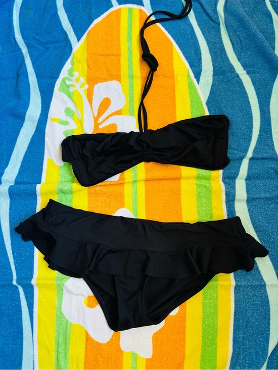 Ralph Lauren Other - Ralph Lauren Black‎ Ruffle Bandeau Bikini Set Size M Read Description